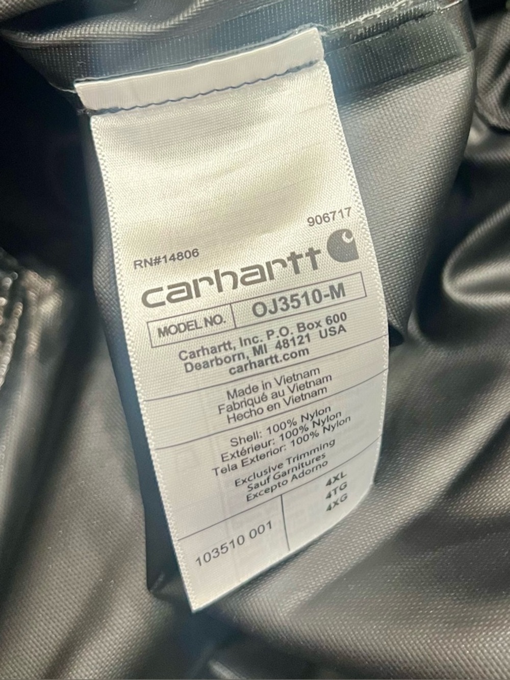 Carhartt Men’s Storm Defender Loose Fit Lightweight Jacket Black Size 4XL - Picture 12 of 12